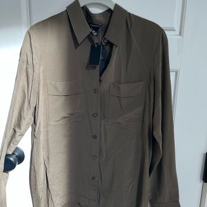 Club Monaco olive green silk top
